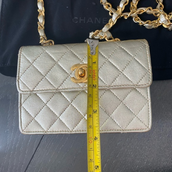Authentic vintage Metallic Gold color mini micro Chanel - Picture 10 of 14